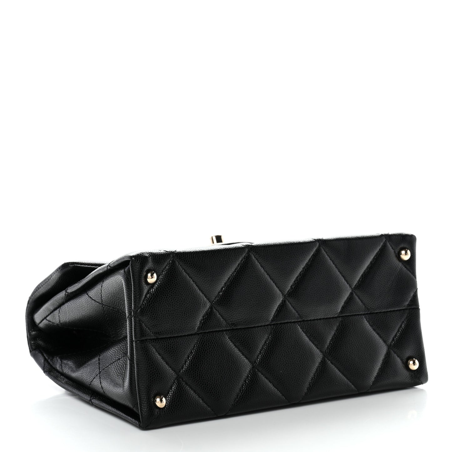 Caviar Quilted Mini Retro Twist Top Handle Flap Black