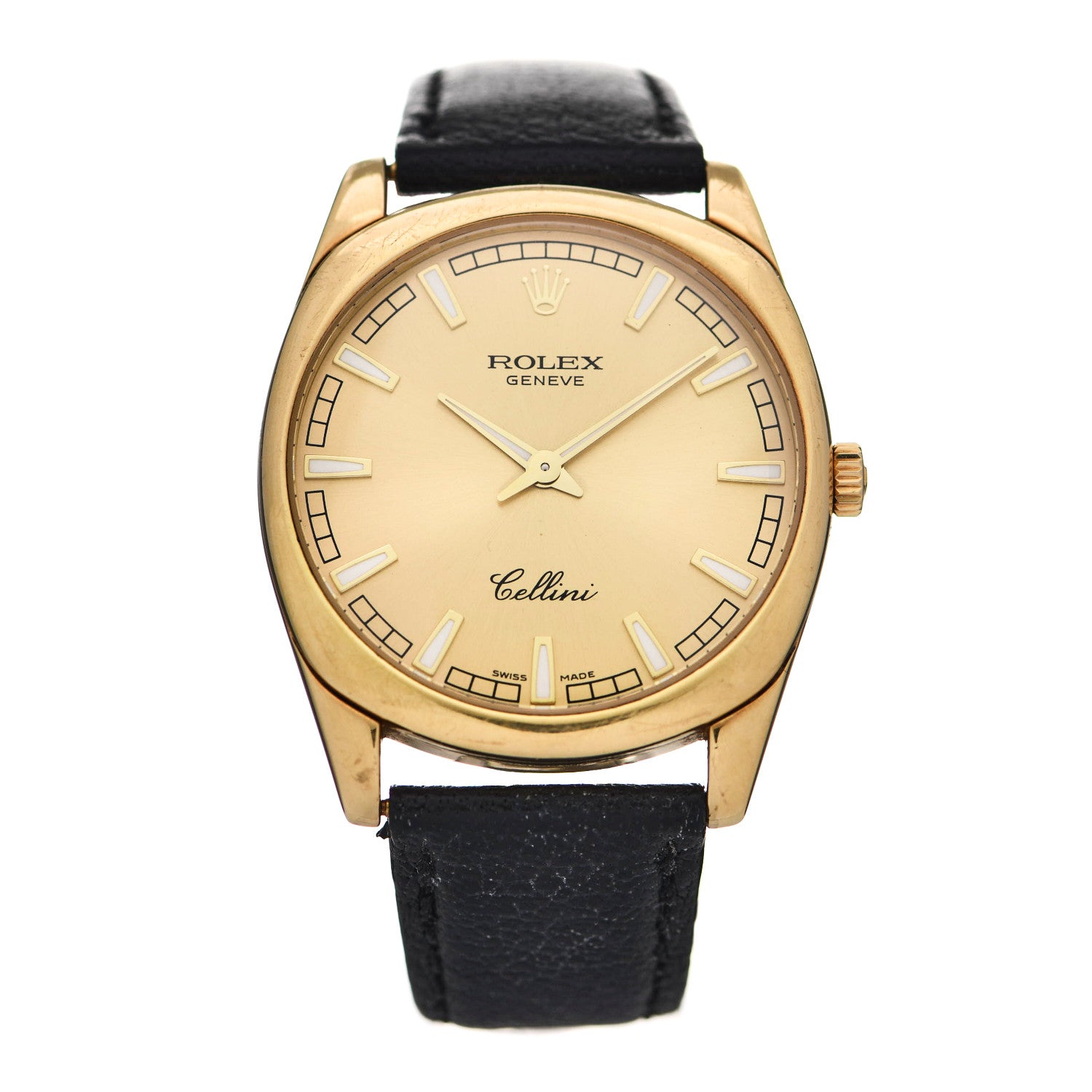 Rolex 18K Yellow Gold Calfskin 38mm Cellini Manual Winding Watch Champagne 4243 1 of 5