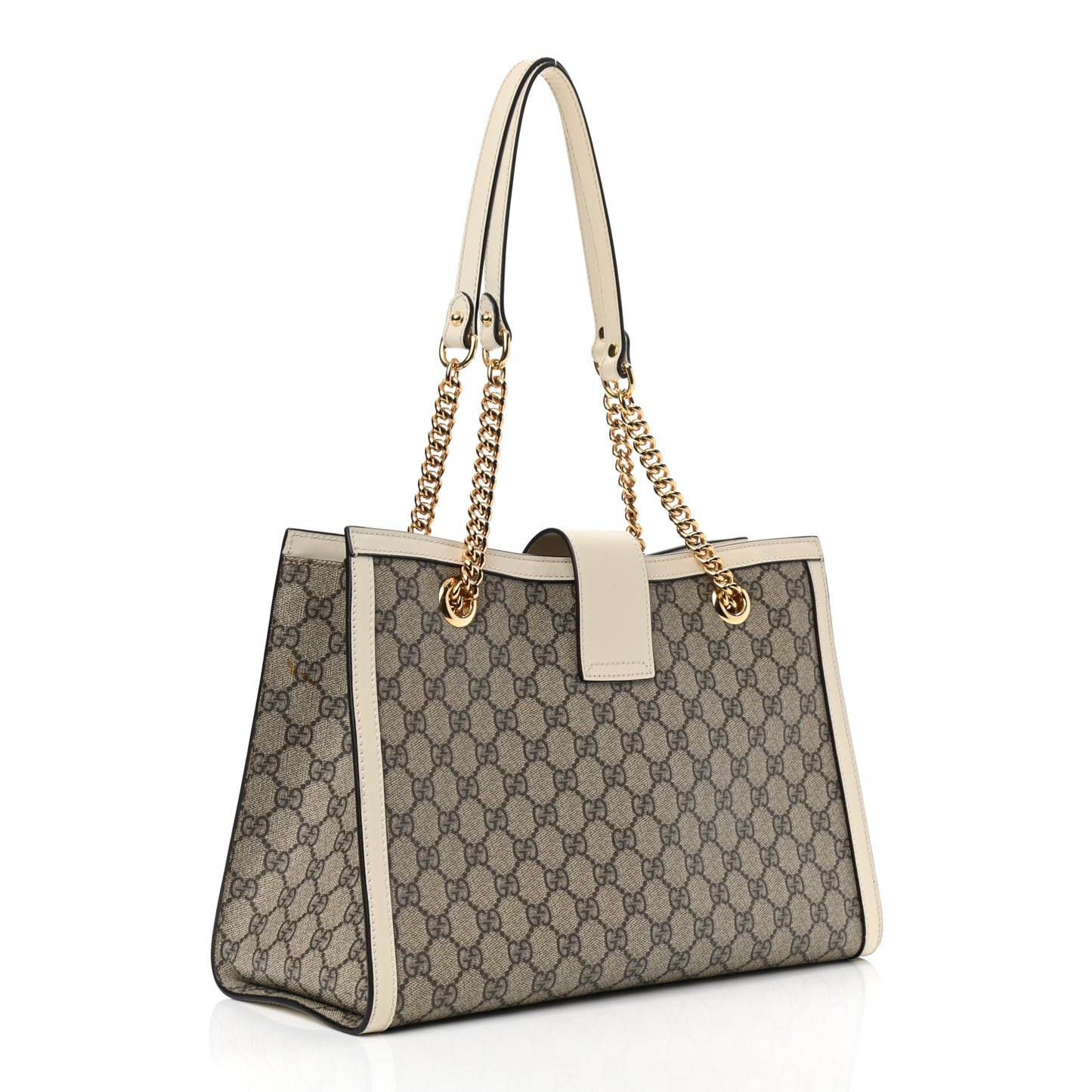 GG Supreme Monogram Medium Padlock Tote White