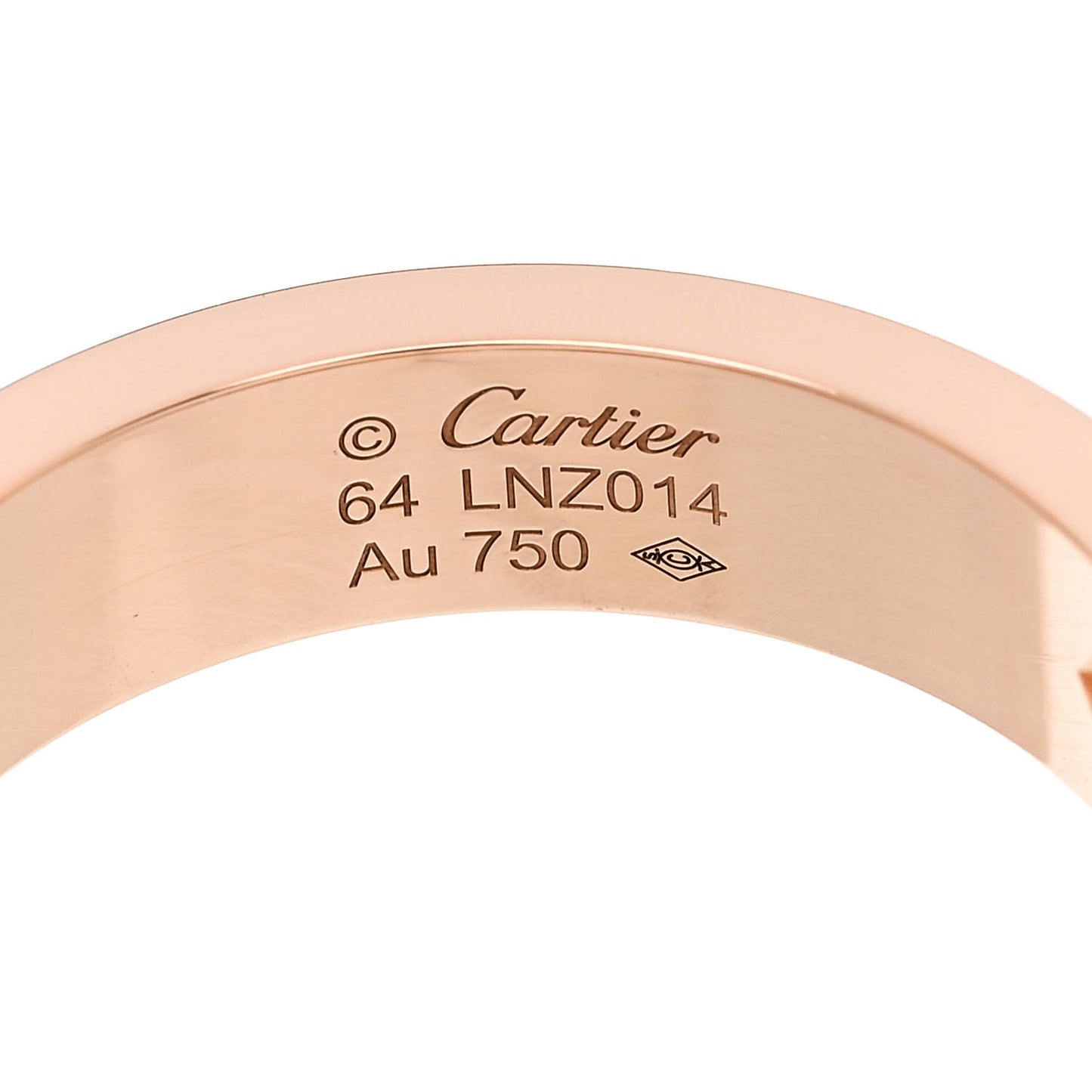 18K Pink Gold 3 Diamond 5.5mm LOVE Ring 64 10.75