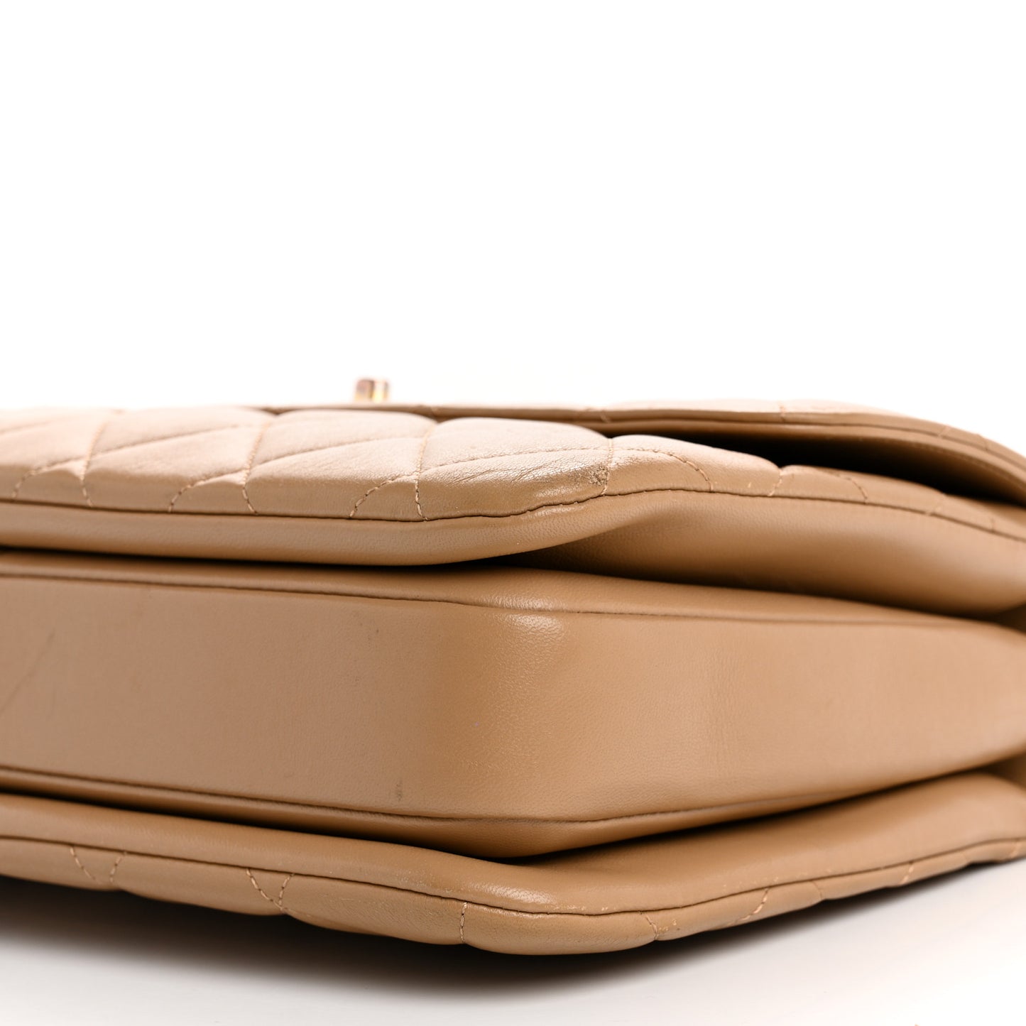 Lambskin Quilted Medium Trendy CC Flap Dual Handle Bag Camel