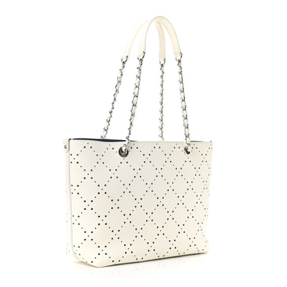 Chanel Perforated Grained Calfskin Small Shopping Tote White 3 of 9