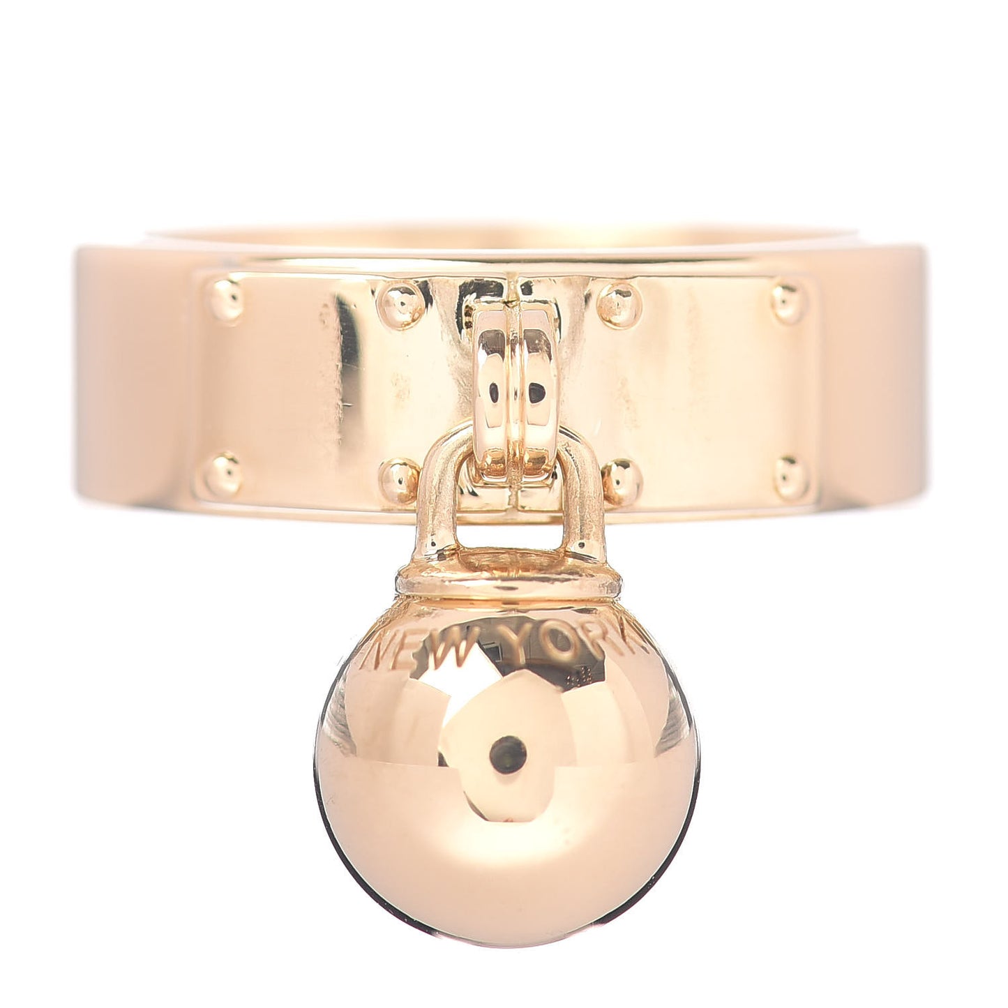 18K Yellow Gold Dangle Ball Ring 57 8