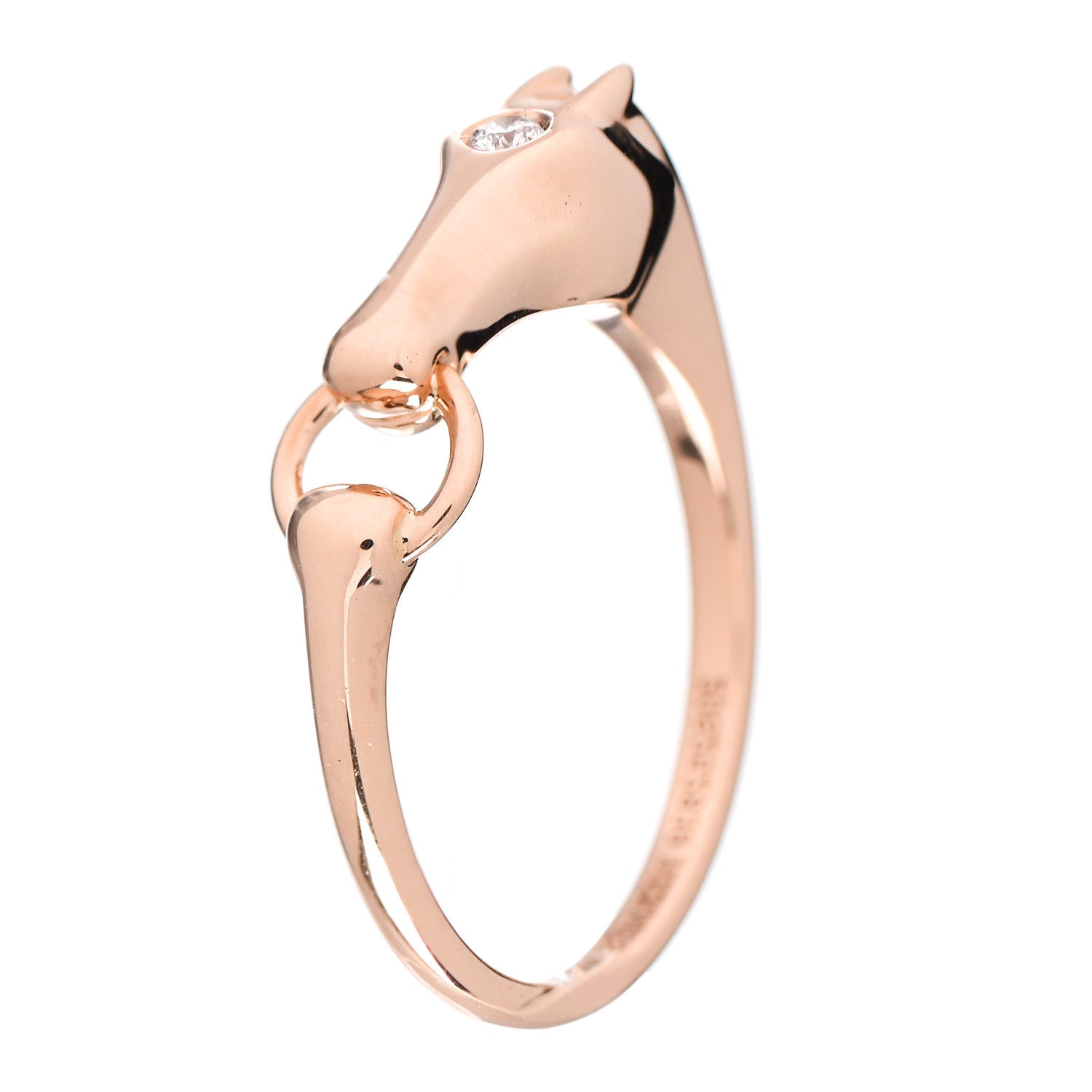 Hermes 18K Rose Gold Diamond TPM Galop Ring 50 5.25 1 of 6