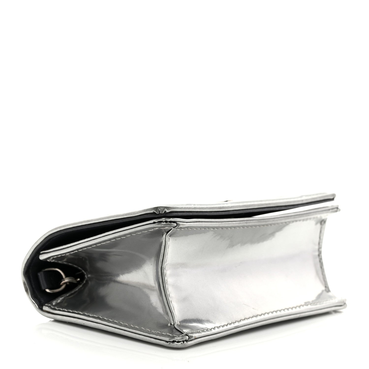 Christian Dior Metallic Patent Micro-Cannage Baby Diorama Flap Bag Silver 4 of 10