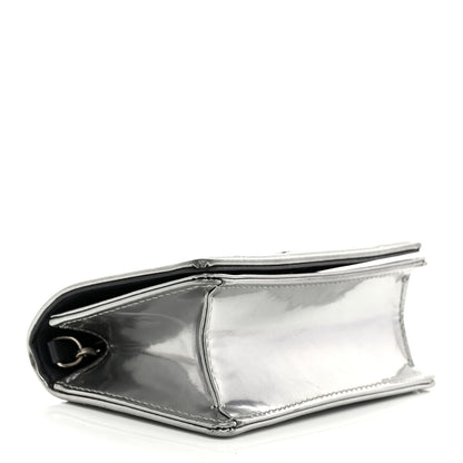 Christian Dior Metallic Patent Micro-Cannage Baby Diorama Flap Bag Silver 4 of 10