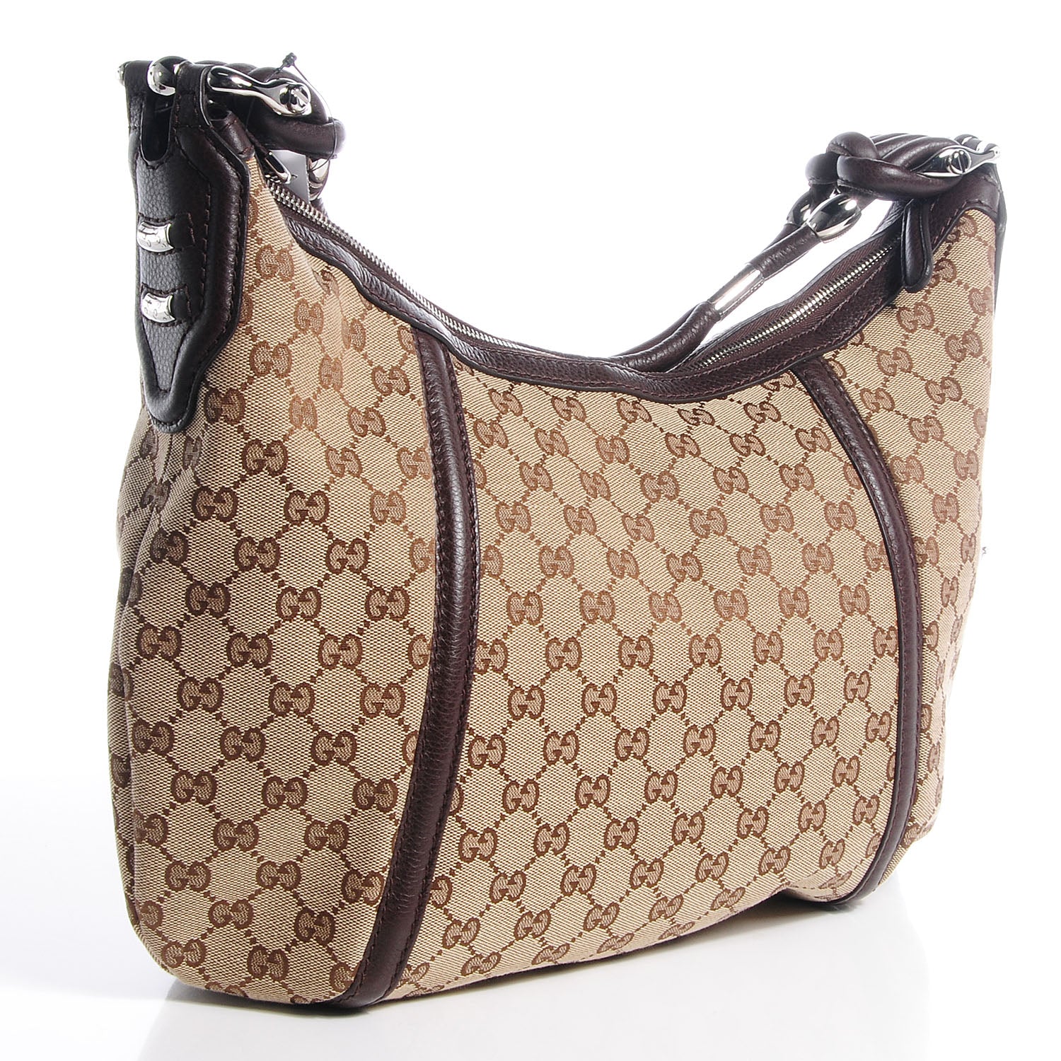 Gucci Monogram Medium Techno Horsebit Hobo Brown 3 of 7