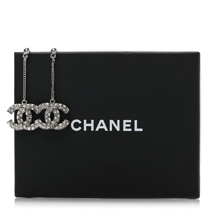 Chanel Baguette Crystal CC Drop Earrings Silver 5 of 5