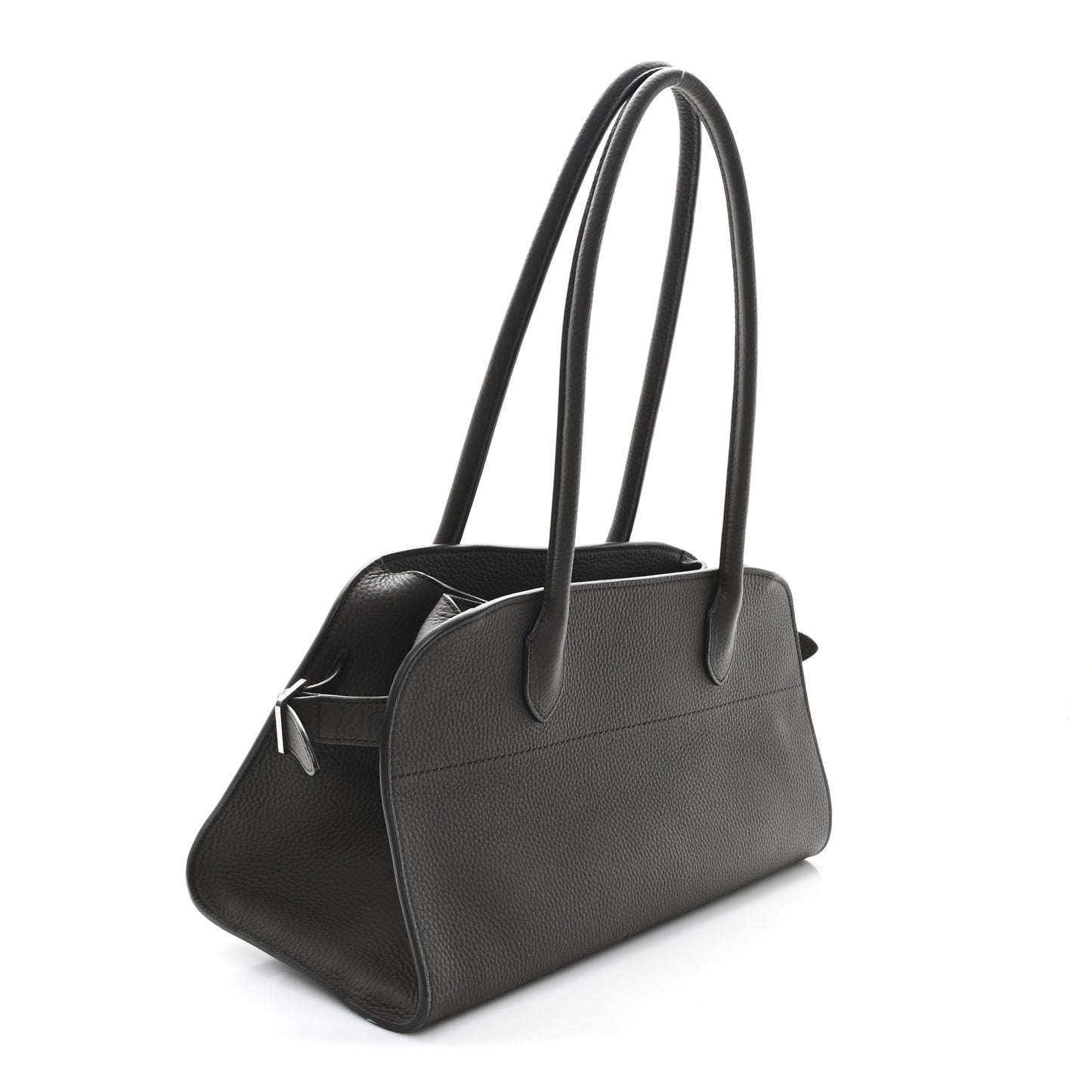 Matte Grained Calfskin Margaux Shoulder 12 Deep Brown