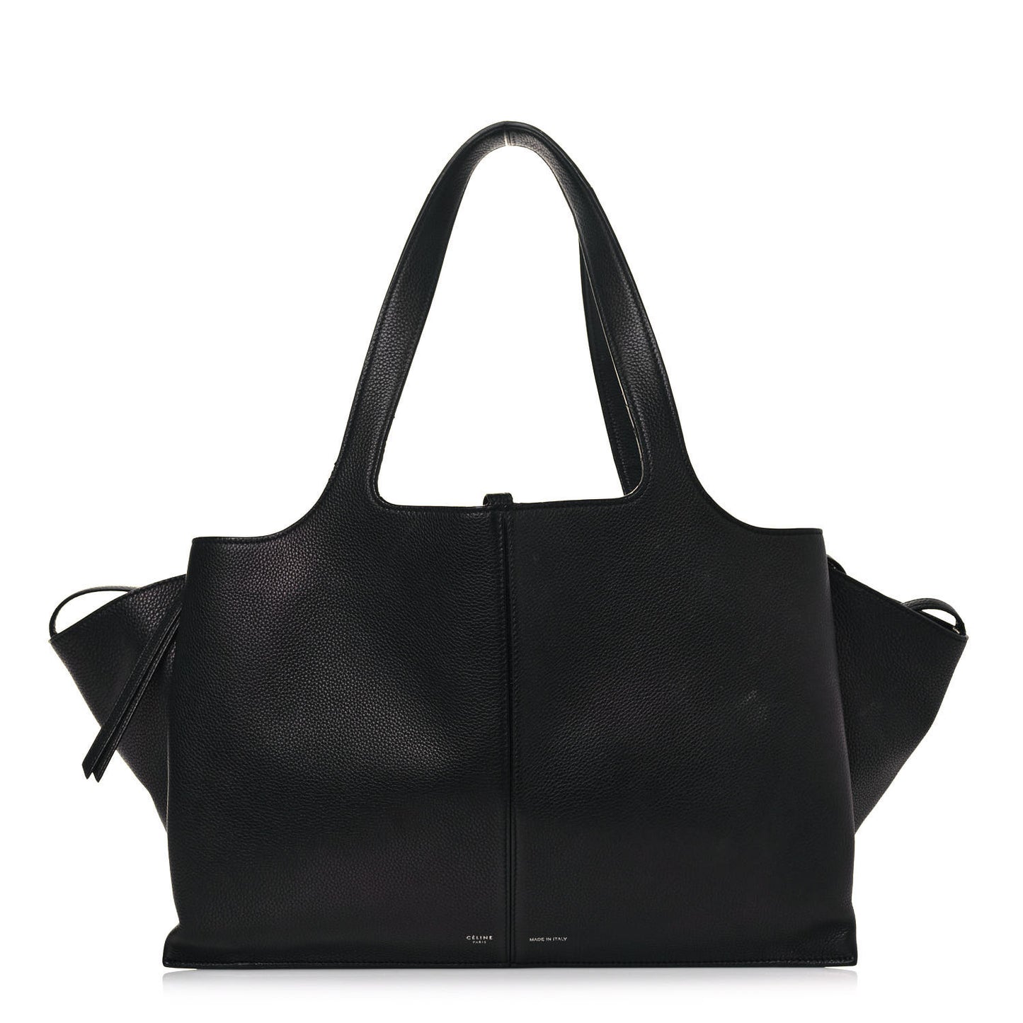 Baby Grained Calfskin Medium Tri-Fold Bag Black