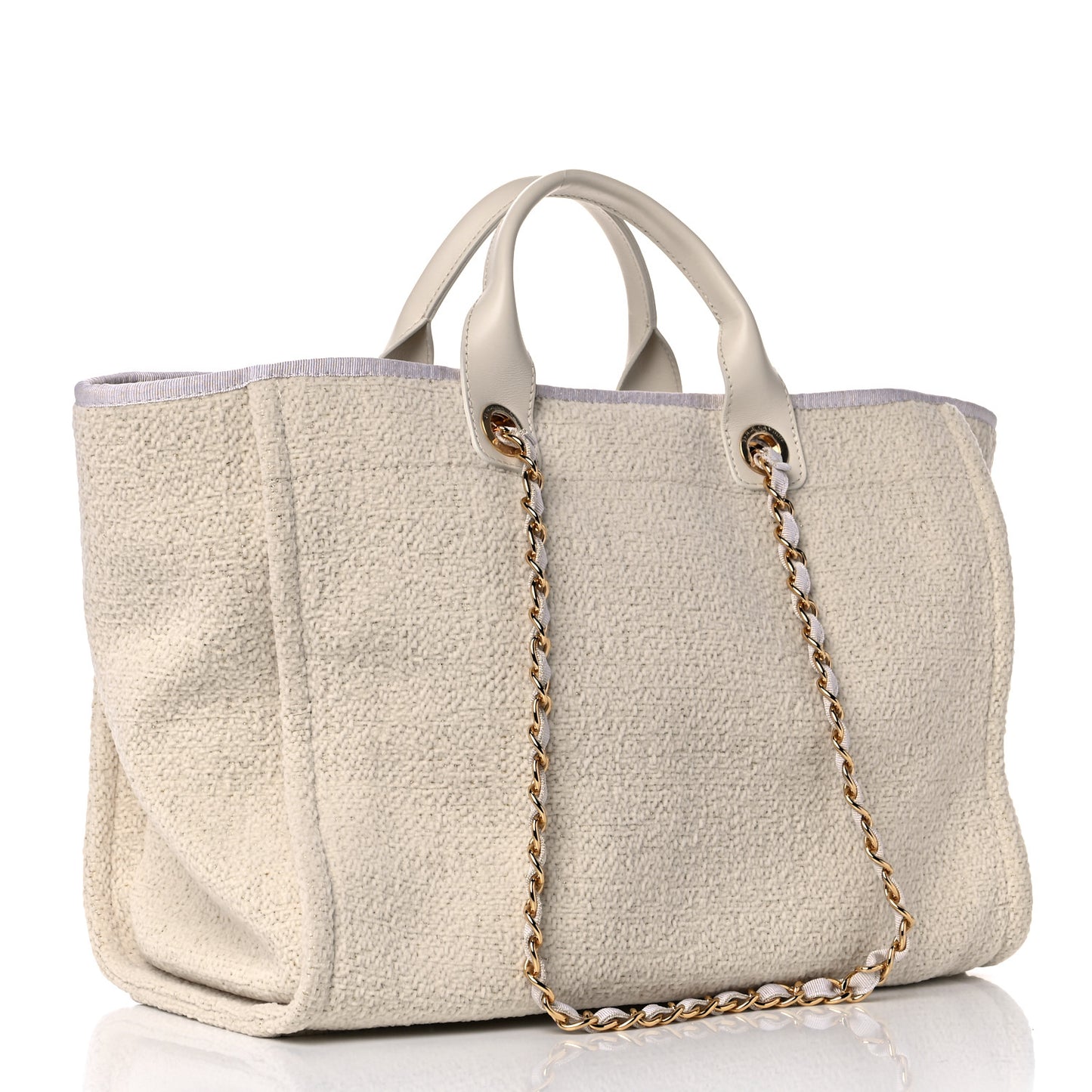 Lurex Boucle Large Deauville Tote White