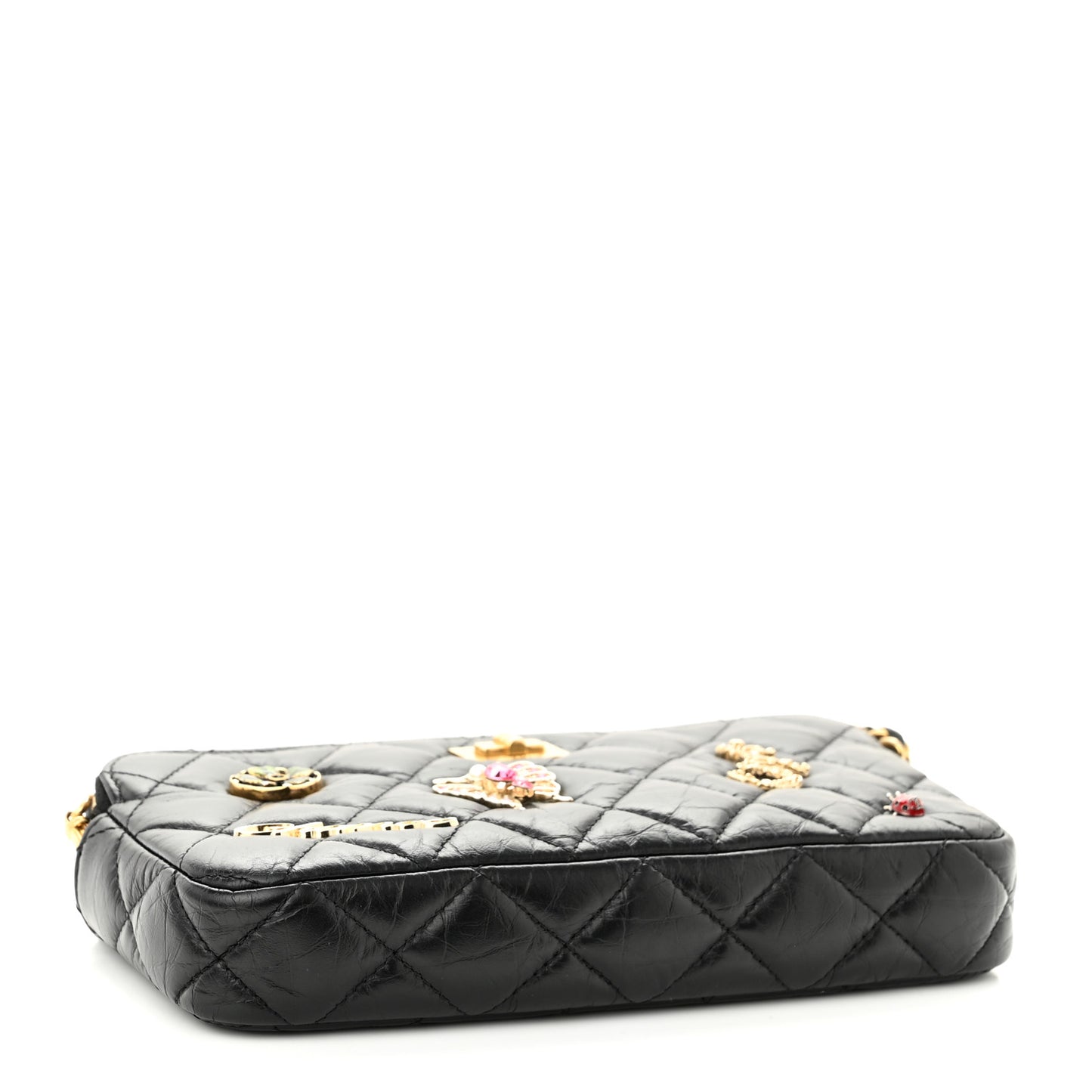Aged Calfskin Lucky Charms 2.55 Reissue Small Clutch With Chain Black