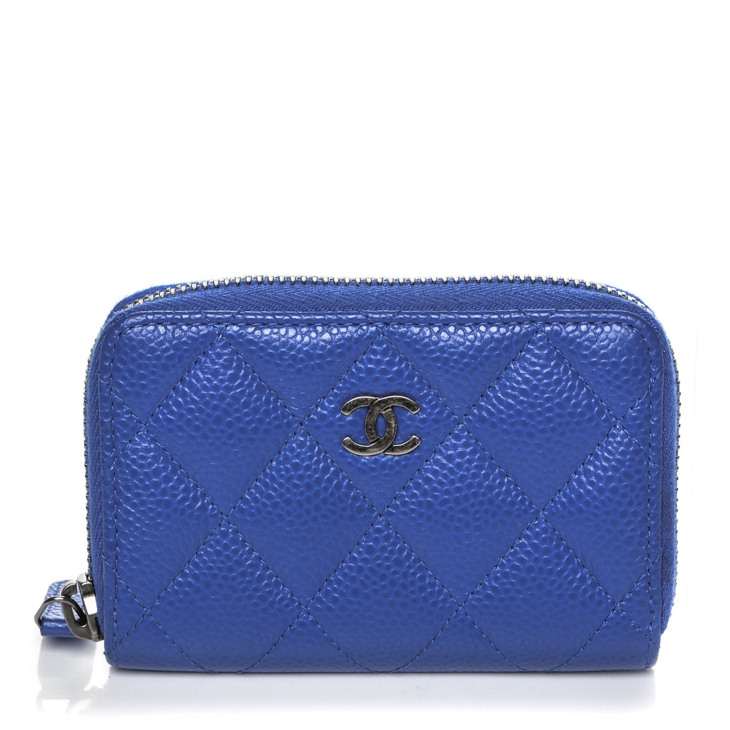 Caviar Quilted Zip Coin Purse Blue