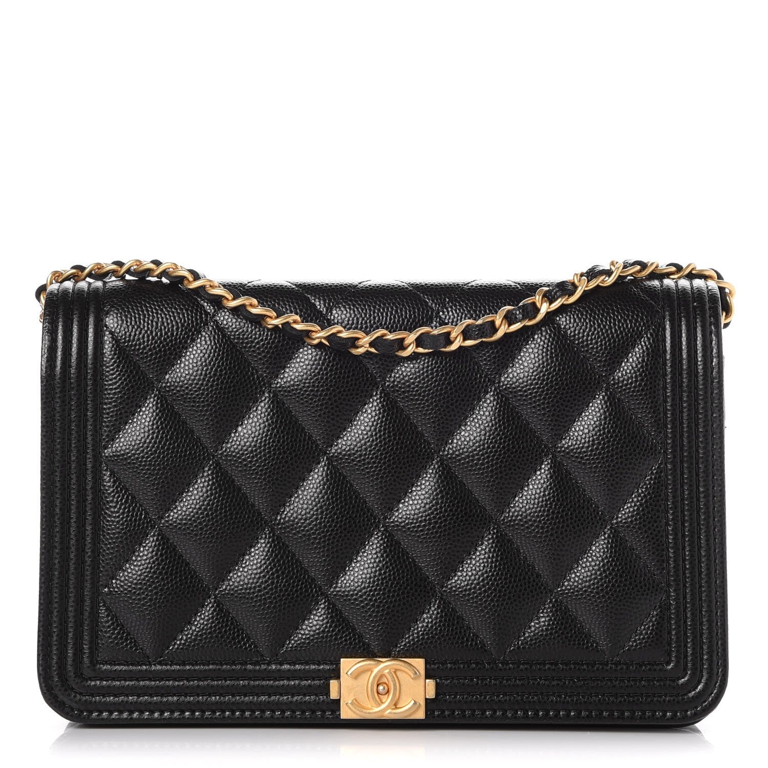 Chanel Caviar Quilted Boy Wallet On Chain WOC Black 1 of 9