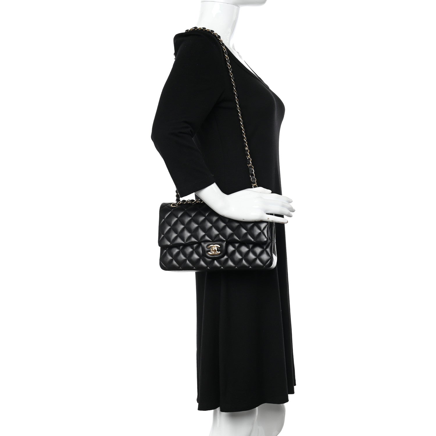 Chanel Lambskin Quilted Medium Double Flap Black 2 of 14