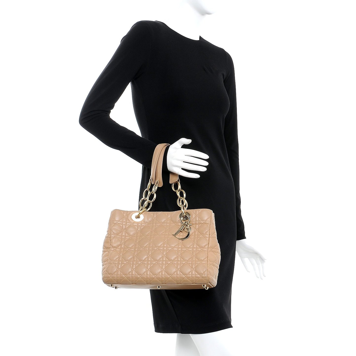 Lambskin Cannage Small Dior Soft Shopping Tote Beige