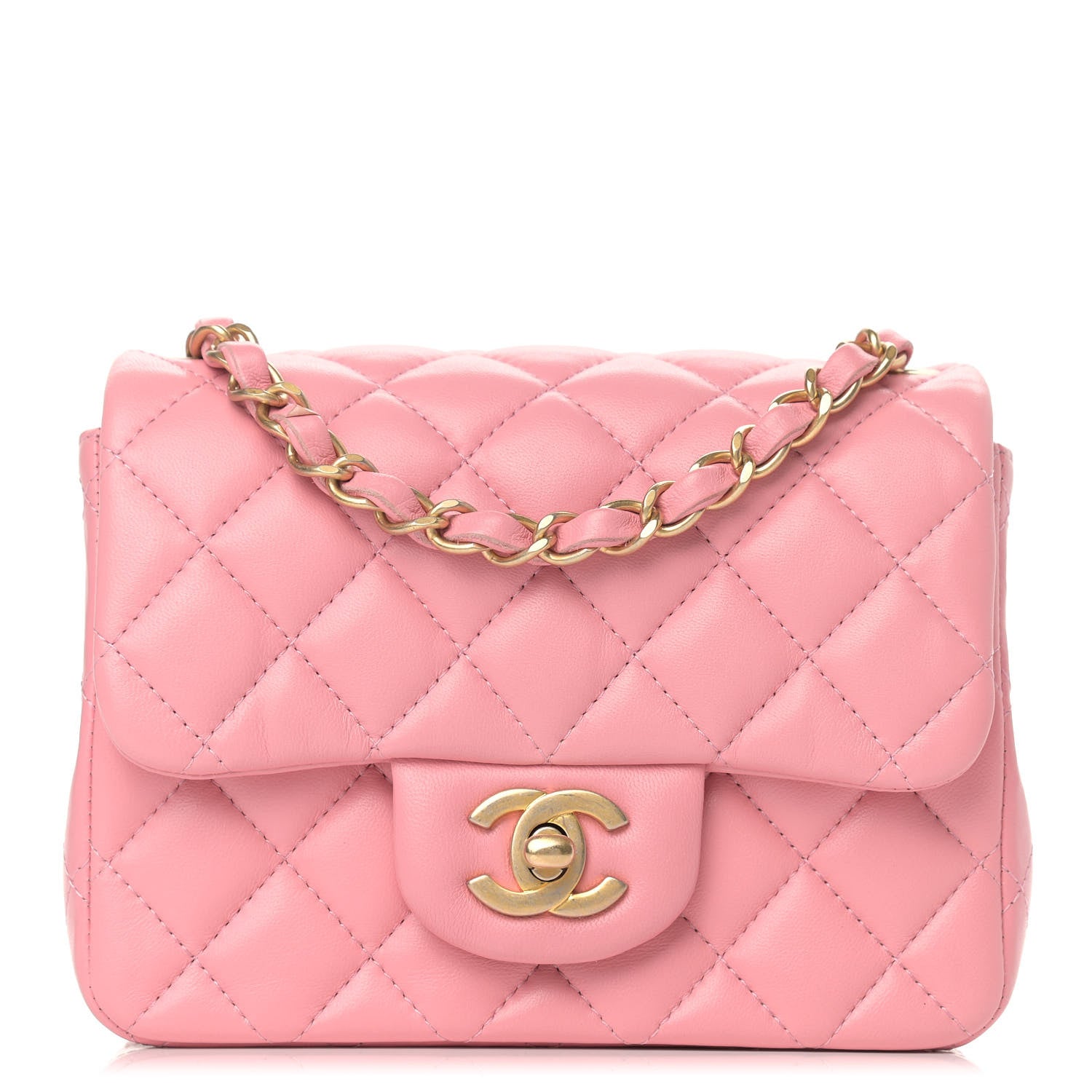 Chanel Lambskin Quilted Mini Square Flap Pink 1 of 8