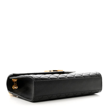 Saint Laurent Grain De Poudre Textured Mixed Matelasse Triquilt Medium Monogram Satchel Black 4 of 11