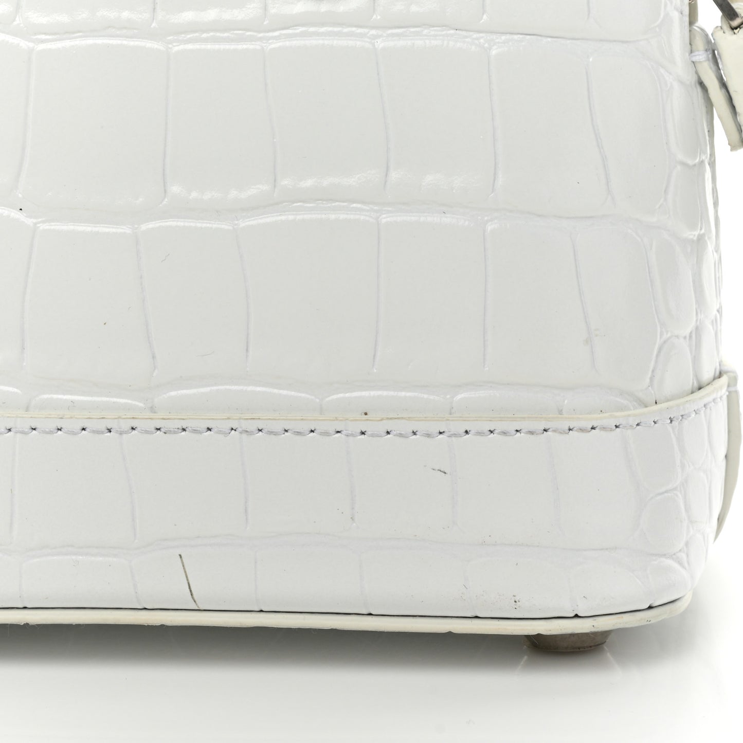 Calfskin Crocodile Embossed XXS Ville Top Handle Bag White Black