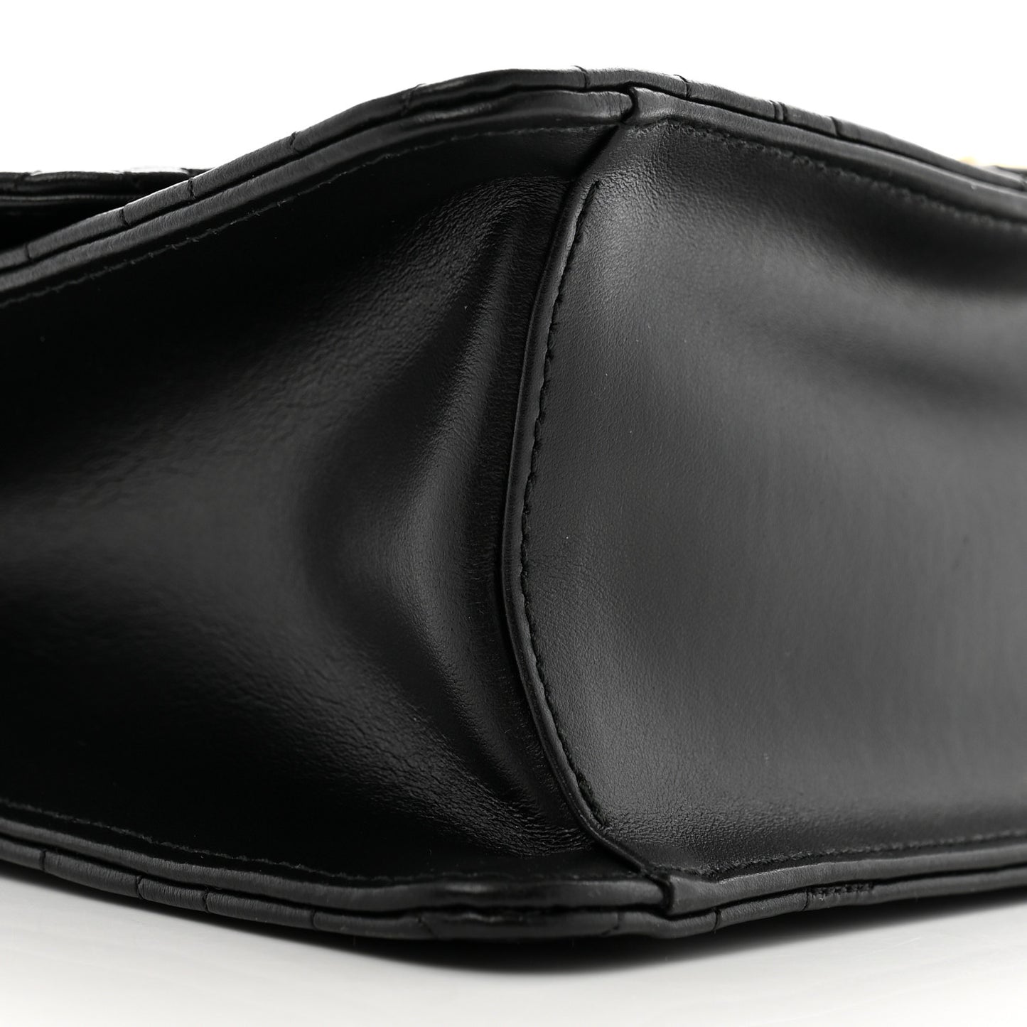 Calfskin Quilted Gancini Flap Bag Black