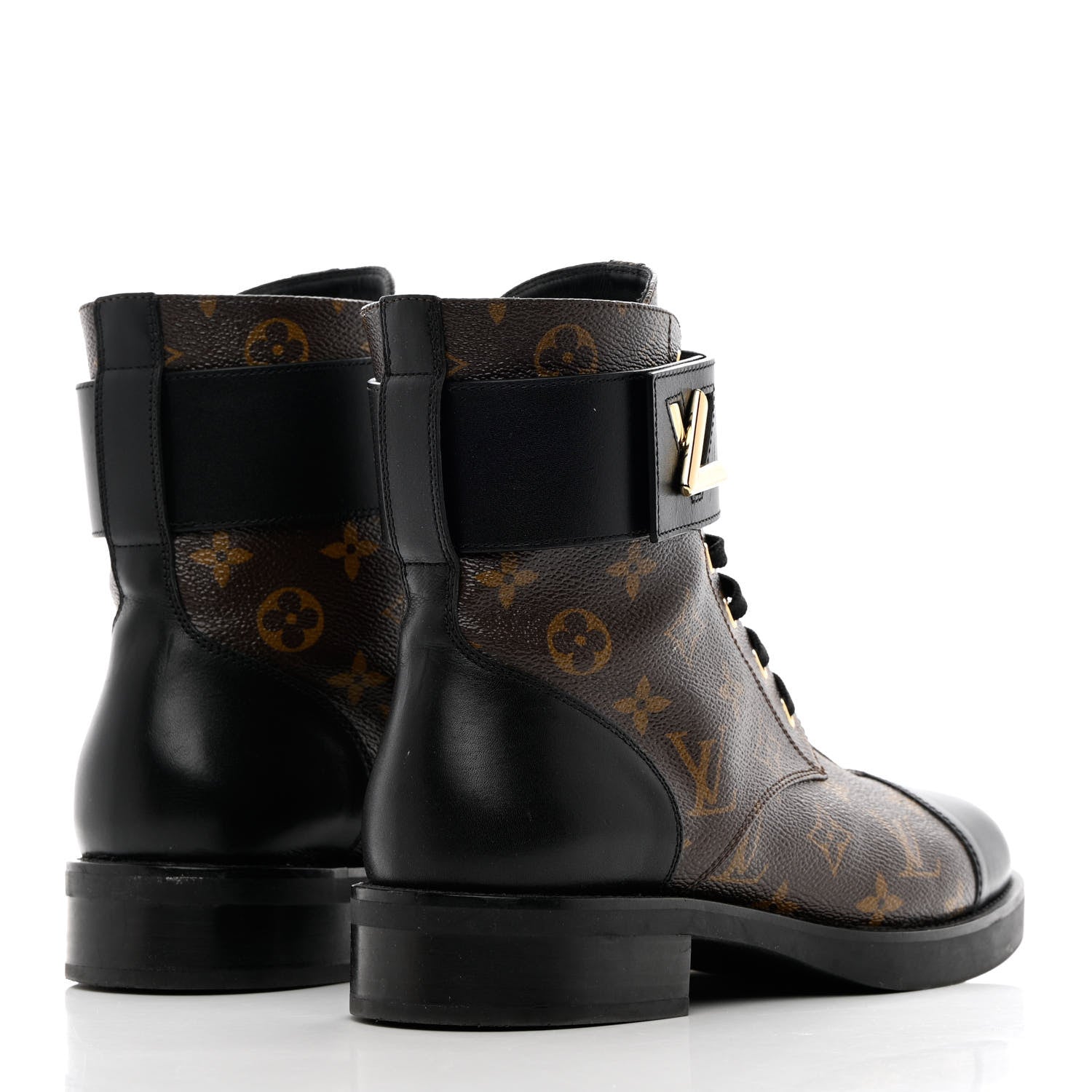 Louis Vuitton Calfskin Monogram Wonderland Flat Ranger Boots 41 Black 4 of 17
