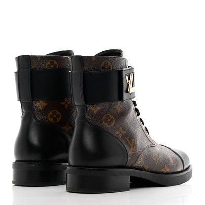 Louis Vuitton Calfskin Monogram Wonderland Flat Ranger Boots 41 Black 4 of 17