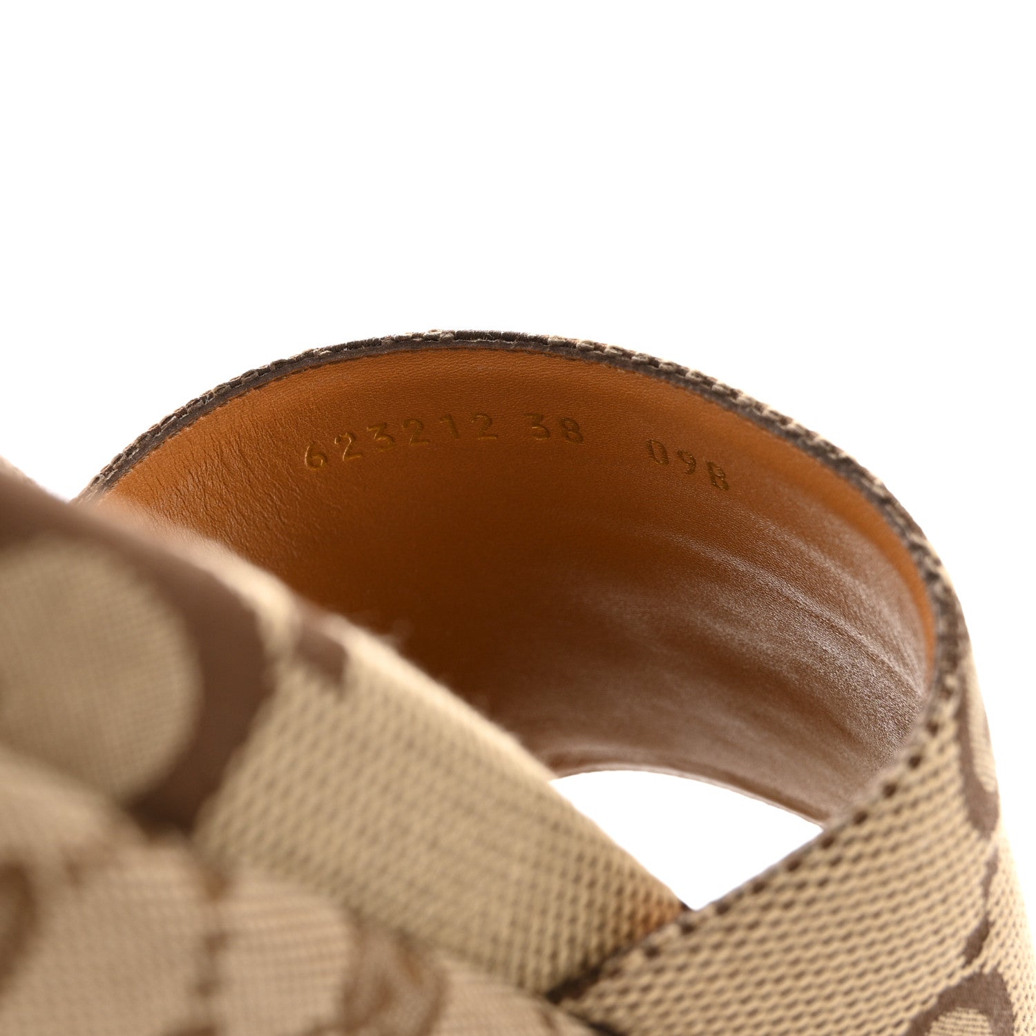 Gucci Monogram Maxi GG Angelina Platform 55mm Slide Sandals 38 Camel Ebony 8 of 9