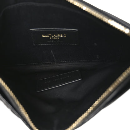 Saint Laurent Grain De Poudre Chevron Monogram Large Bill Pouch Black 5 of 8
