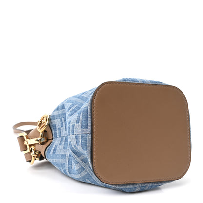 Fendi Denim Vitello King F is Fendi FF Embroidered Mini Mon Tresor Bucket Bag Denim Sand 4 of 10