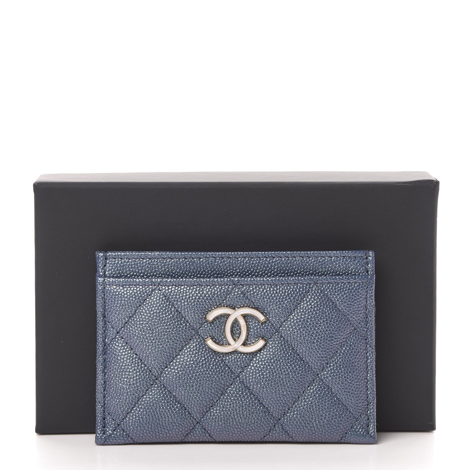 Chanel Iridescent Caviar Quilted Card Holder Dark Blue 9 of 9
