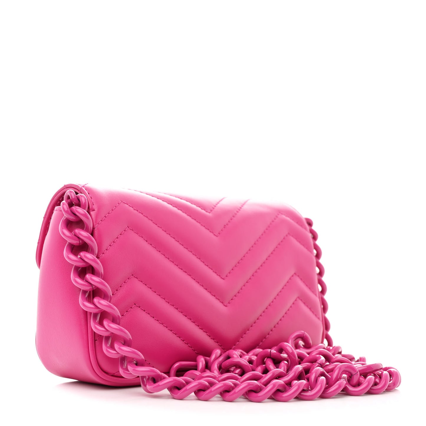 Calfskin Matelasse Monochrome GG Marmont Chain Belt Bag Classic Fuxia