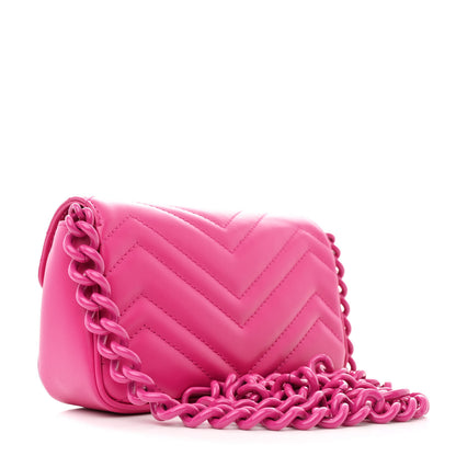 Gucci Calfskin Matelasse Monochrome GG Marmont Chain Belt Bag Classic Fuxia 3 of 10