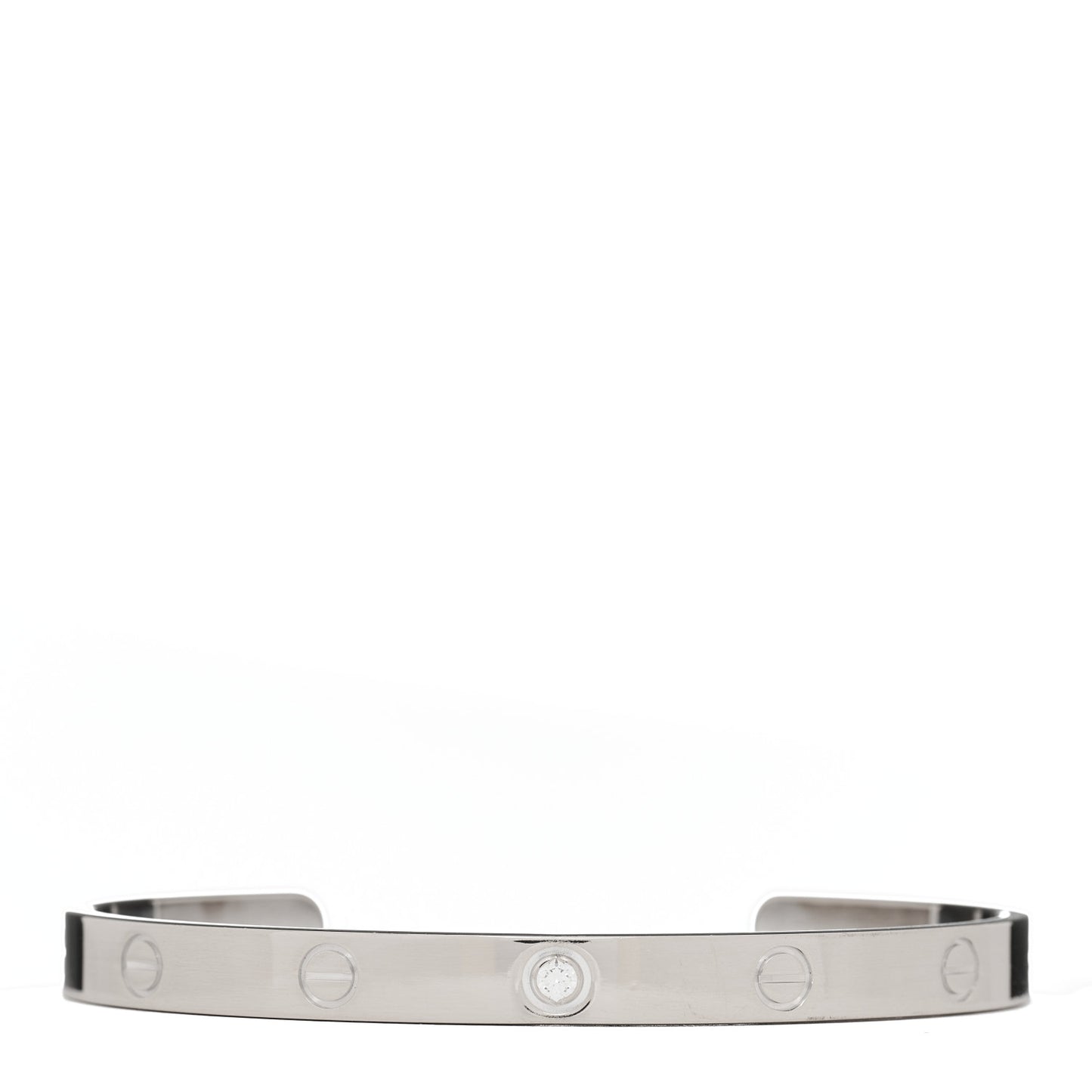 18K White Gold 1 Diamond LOVE Cuff Bracelet 19
