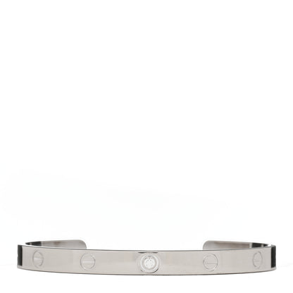Cartier 18K White Gold 1 Diamond LOVE Cuff Bracelet 19 1 of 4