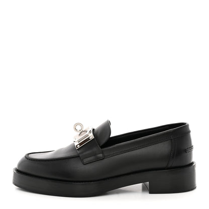 Hermes Calfskin Womens Hot Loafer 38 Black 1 of 14