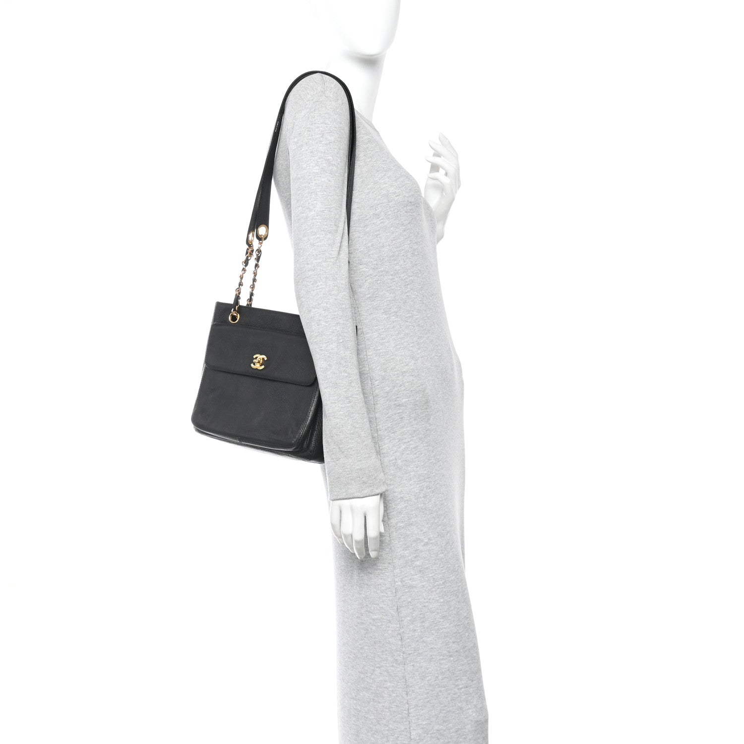 Chanel Caviar Flap Shoulder Bag Black 2 of 10