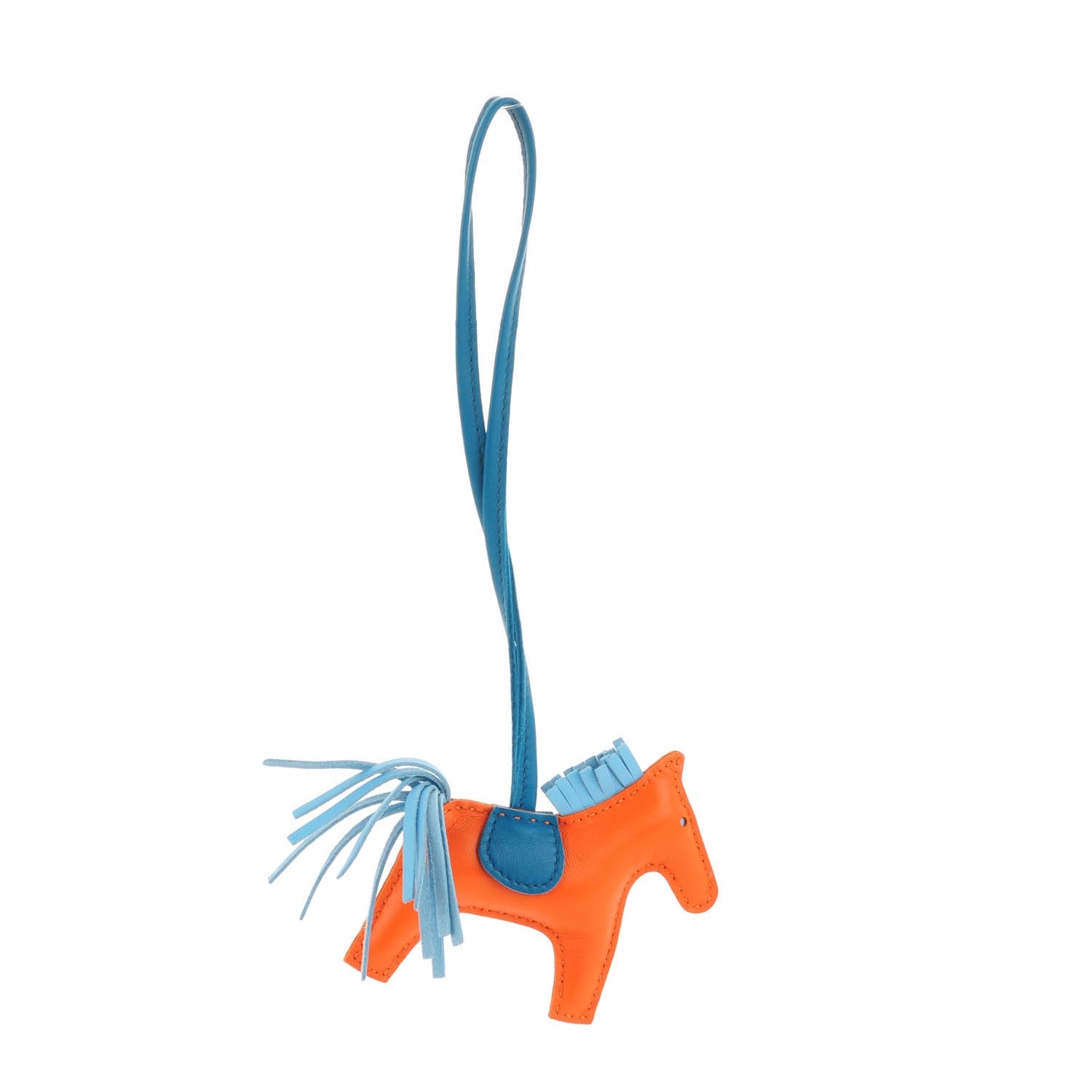 Hermes Milo Lambskin Grigri Rodeo Horse Bag Charm PM Feu Celeste Bleu Izmir 3 of 5