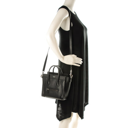 Celine Drummed Calfskin Nano Luggage Black 2 of 7