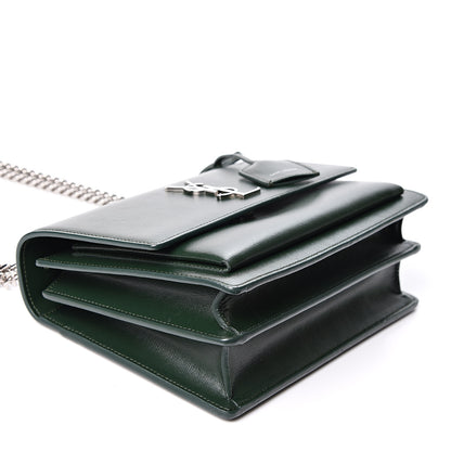 Saint Laurent Calfskin Medium Monogram Sunset Dark Green 3 of 9