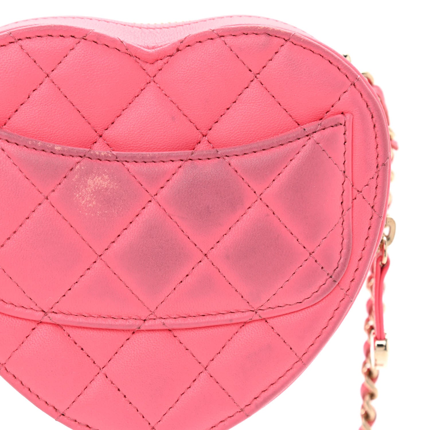 Chanel Lambskin Quilted CC In Love Heart Clutch With Chain Pink 12 of 13