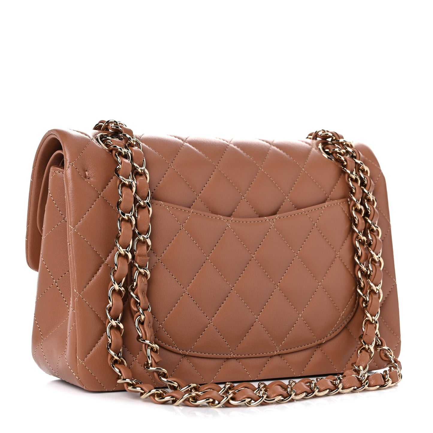 Lambskin Quilted Small Double Flap Brown