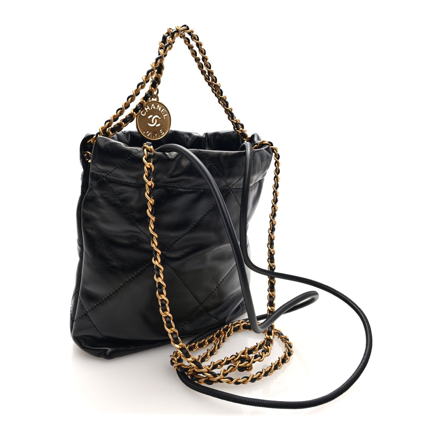 Chanel Shiny Calfskin Quilted Mini Chanel 22 Black 3 of 10