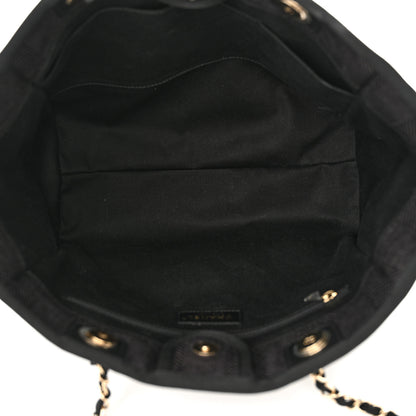 Chanel Mixed Fibers Striped Small Deauville Tote Black 5 of 11