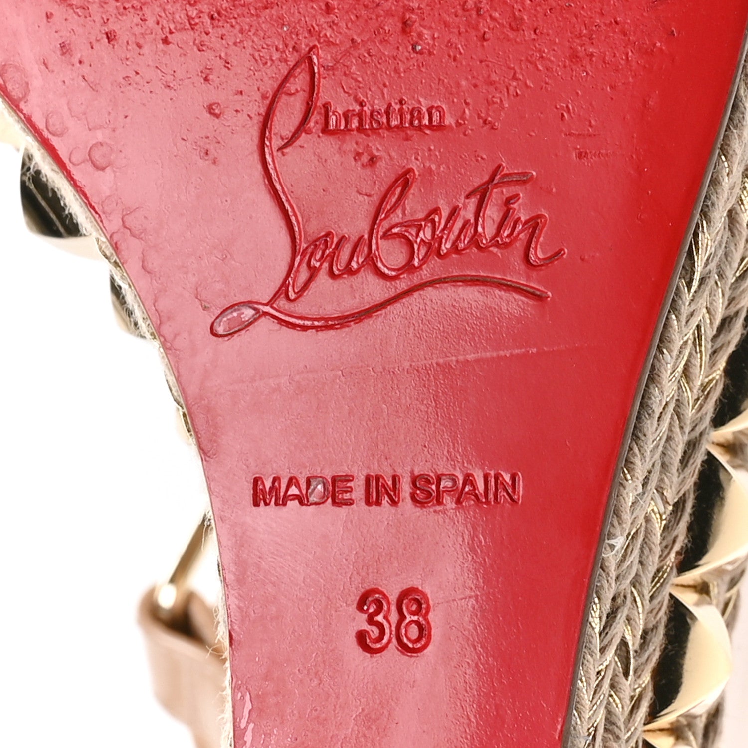 Christian Louboutin Patent Cataclou 110 Wedge Sandals 38 Nude 7 of 7