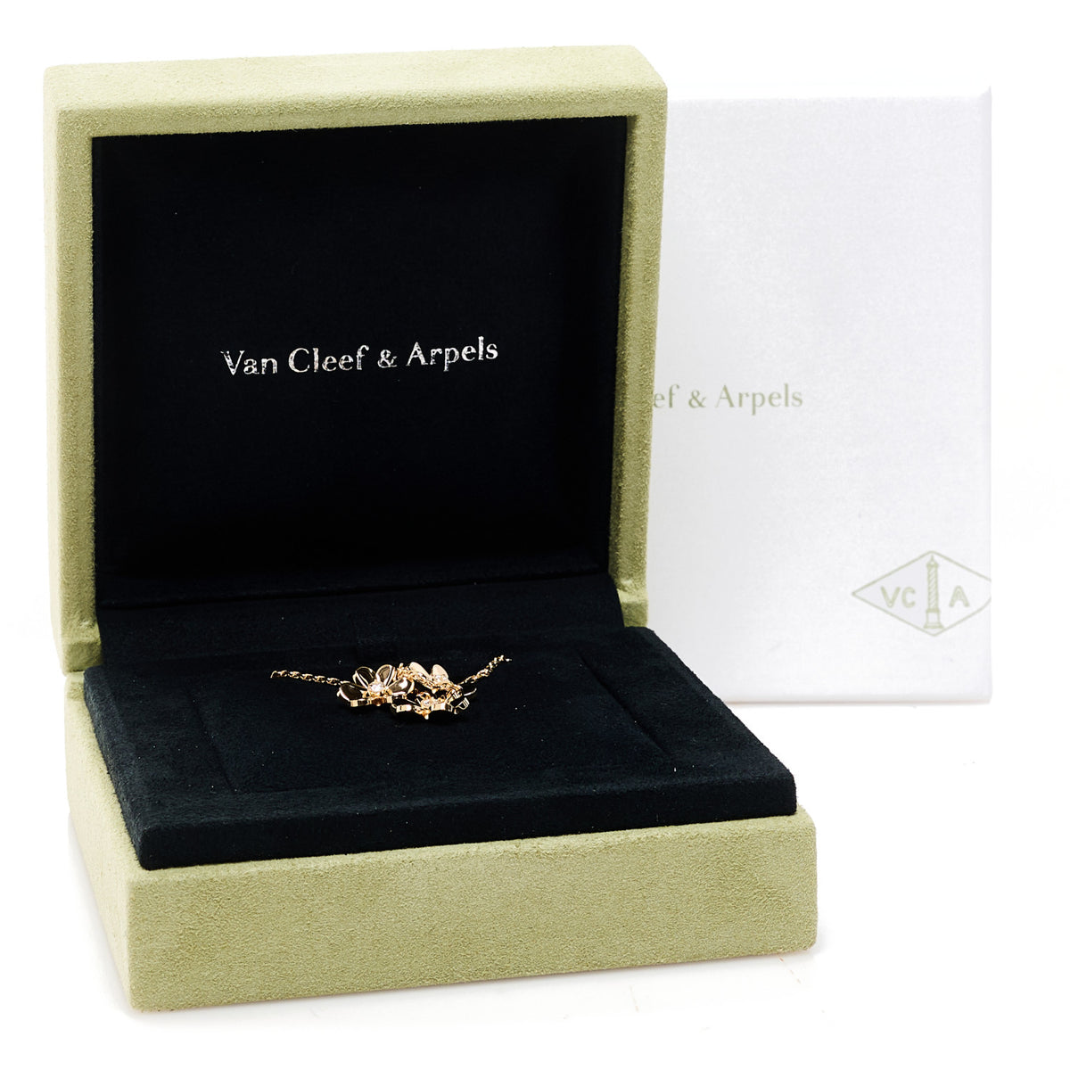 18K Yellow Gold Diamond Mini Frivole 3 Flowers Pendant Necklace