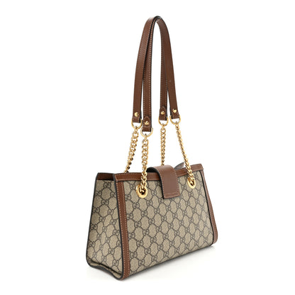 Gucci GG Supreme Monogram Calfskin Small Padlock Tote Beige Ebony Tuscany 3 of 17