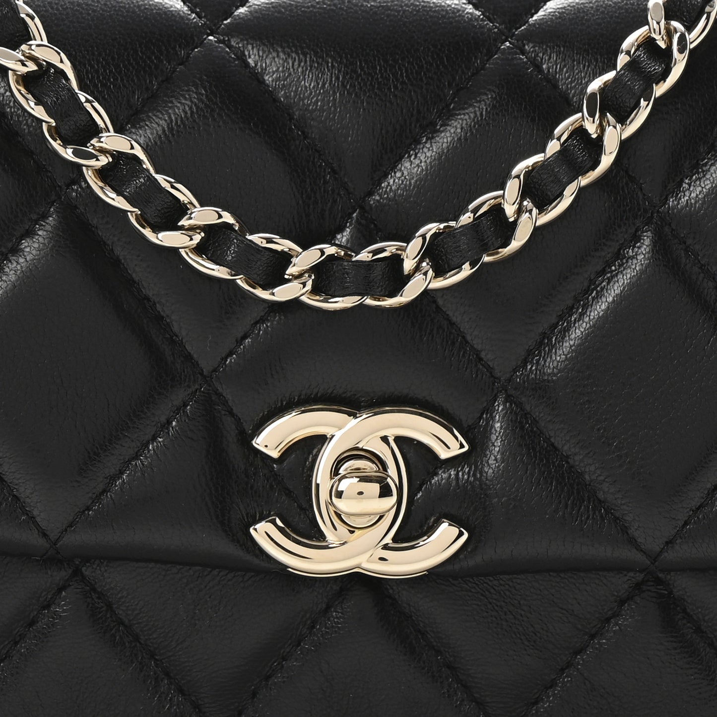 Lambskin Quilted Rectangular Phone Holder Clutch With Chain Black