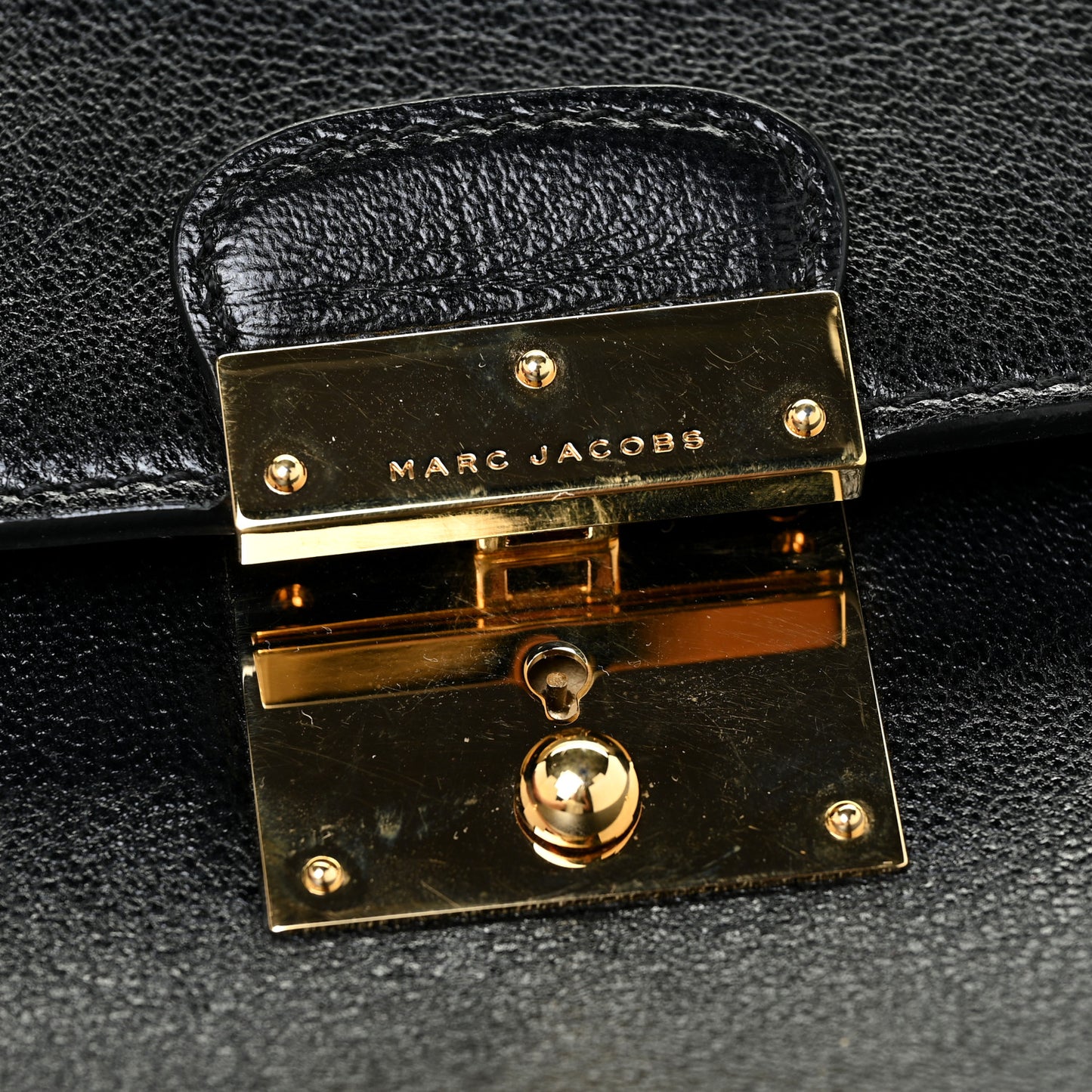 Textured Calfskin Satchel Black