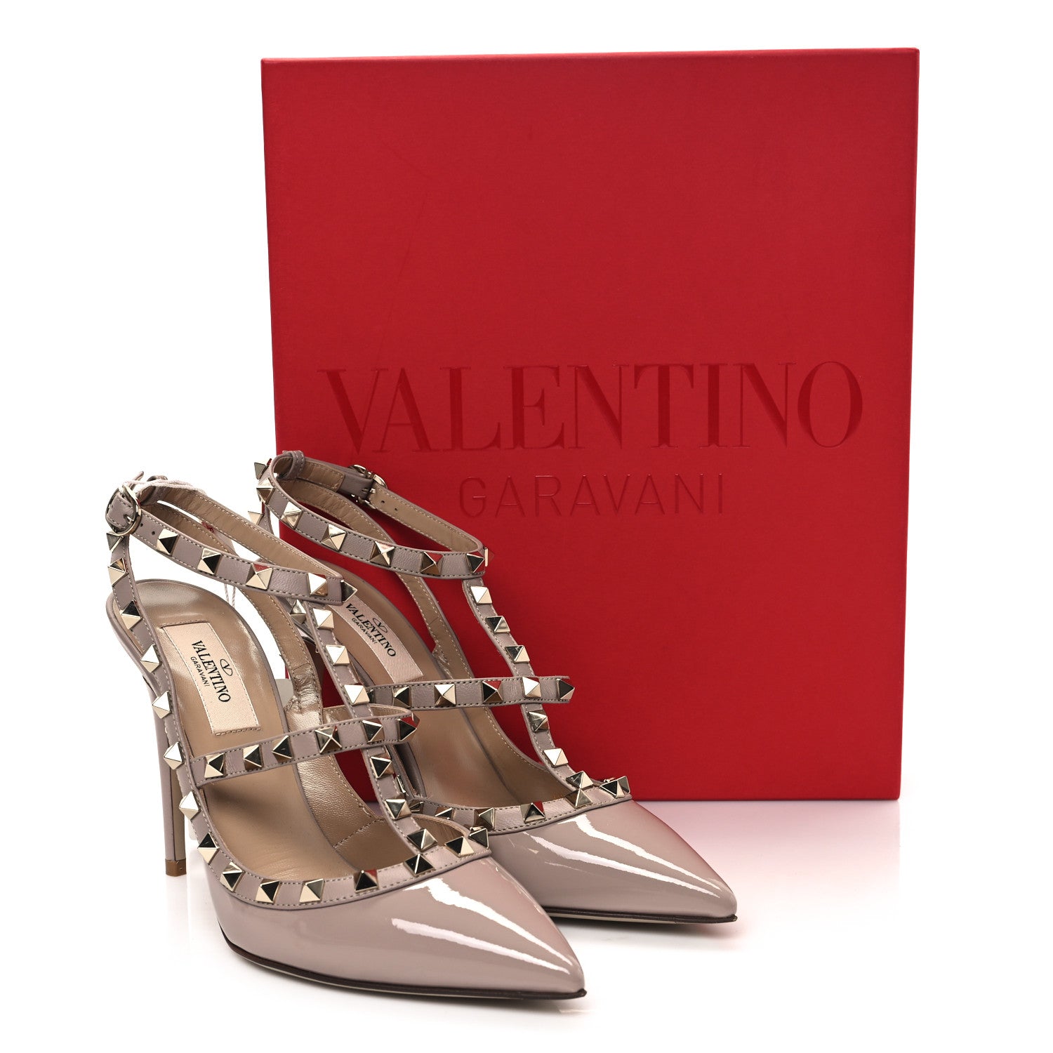Valentino Garavani Patent Rockstud Ankle Strap 100mm Pumps 38 Poudre 9 of 9