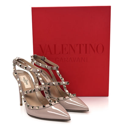 Valentino Garavani Patent Rockstud Ankle Strap 100mm Pumps 38 Poudre 9 of 9